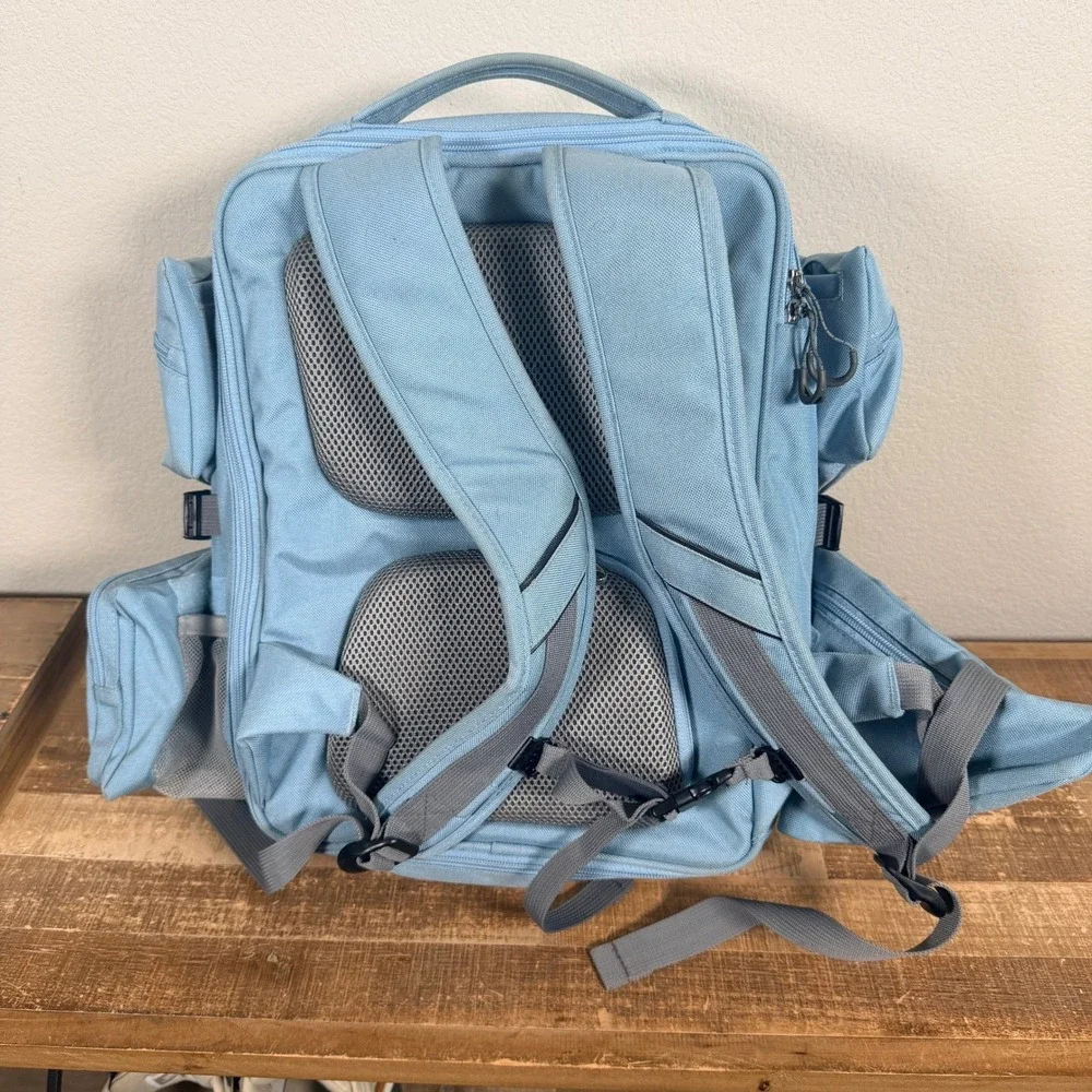 RP Travel Backpack Light Blue Multi-Compartment Travel Laptop Bag Expandable